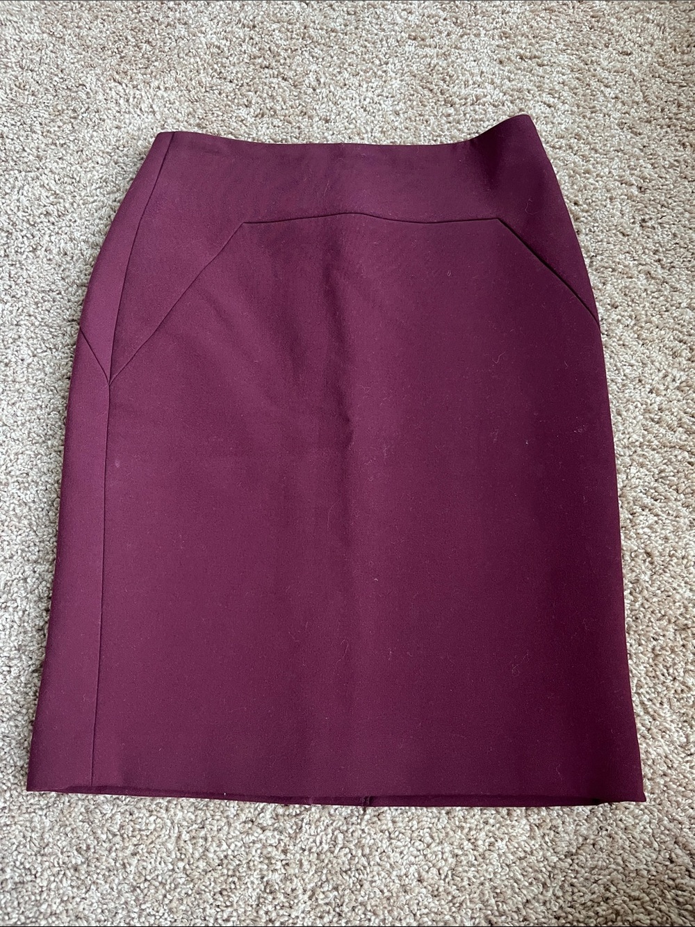 Ann Taylor Maroon Pencil Skirt with Subtle Paneling